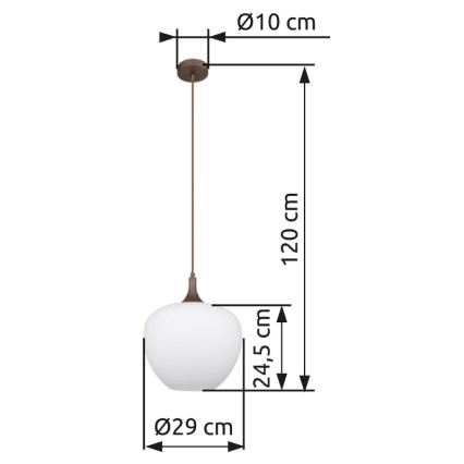 Globo - Ljuskrona med textilsladd 1xE27/60W/230V diameter 29 cm vit/brun