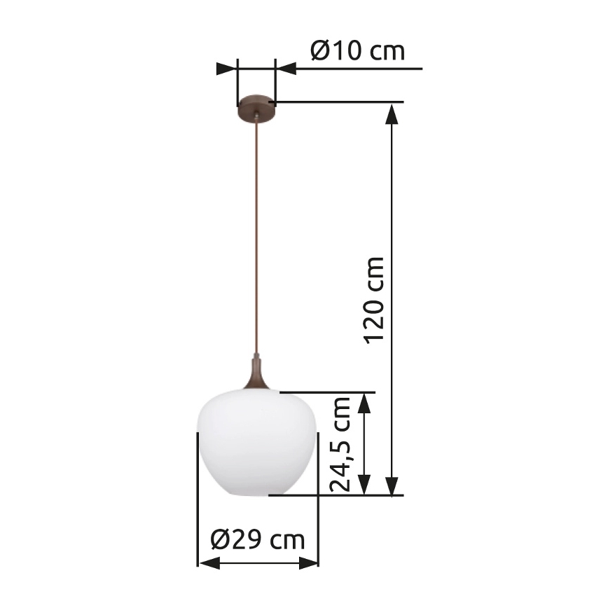 Globo - Ljuskrona med textilsladd 1xE27/60W/230V diameter 29 cm vit/brun
