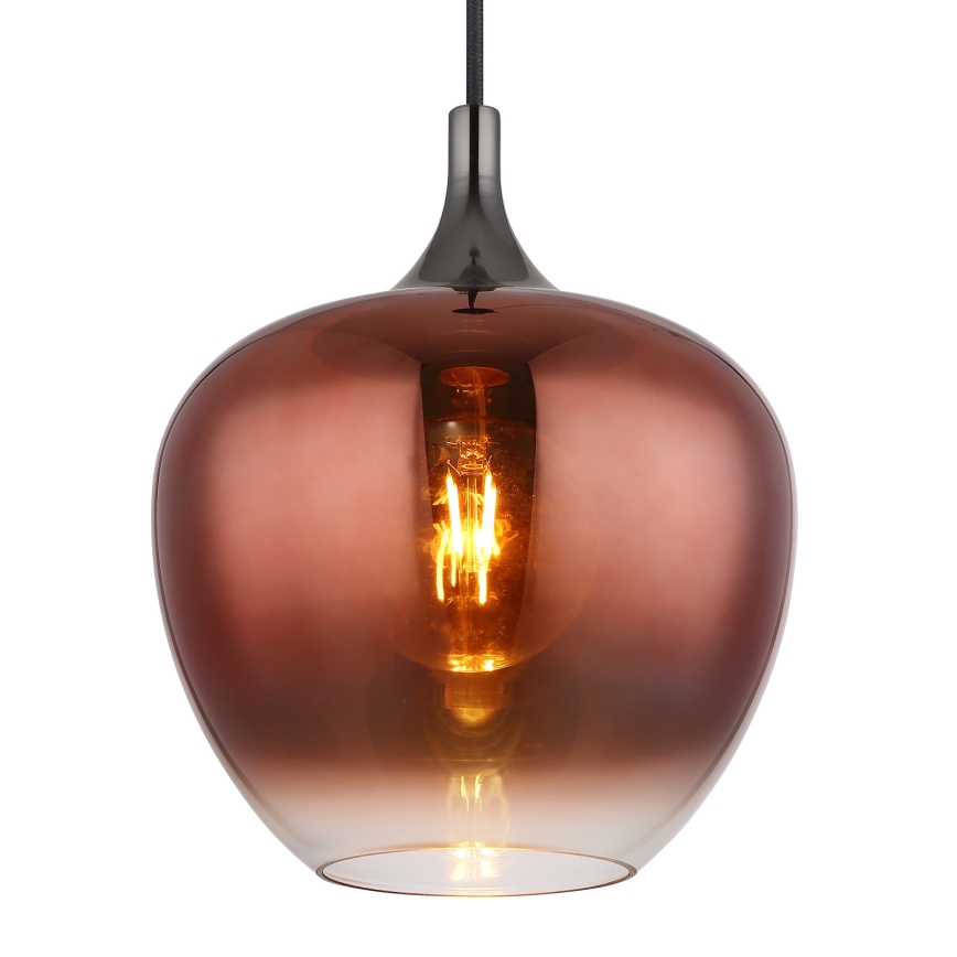 Globo - Ljuskrona med textilsladd 1xE27/60W/230V diameter 24 cm koppar