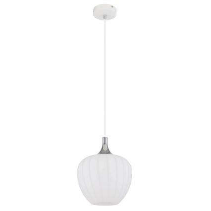 Globo - Ljuskrona med textilsladd 1xE27/60W/230V diameter 24 cm vit