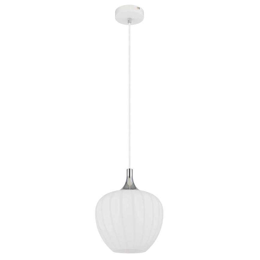 Globo - Ljuskrona med textilsladd 1xE27/60W/230V diameter 24 cm vit