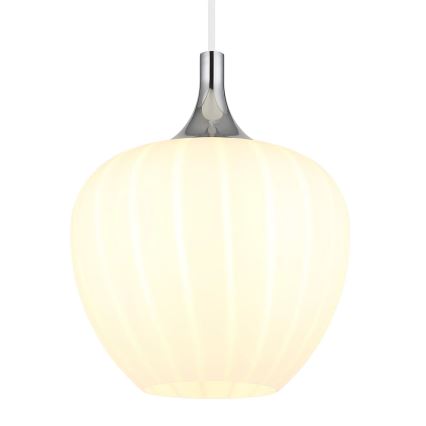Globo - Ljuskrona med textilsladd 1xE27/60W/230V diameter 24 cm vit