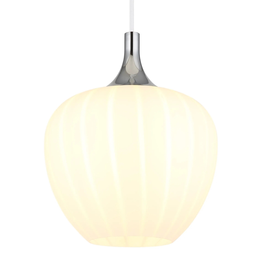 Globo - Ljuskrona med textilsladd 1xE27/60W/230V diameter 24 cm vit