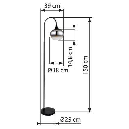 Globo - Golvlampa 1xE27/40W/230V svart/rökig
