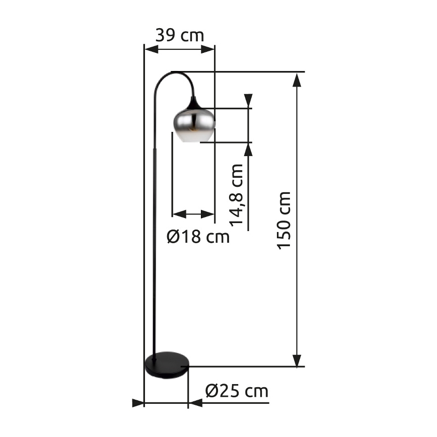 Globo - Golvlampa 1xE27/40W/230V svart/rökig