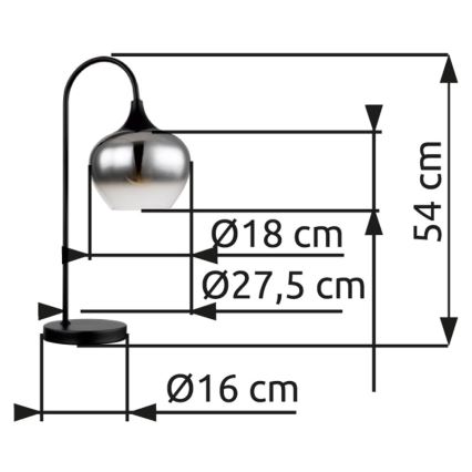 Globo - Bordslampa 1xE27/40W/230V svart