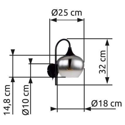 Globo - Vägglampa 1xE27/40W/230V svart