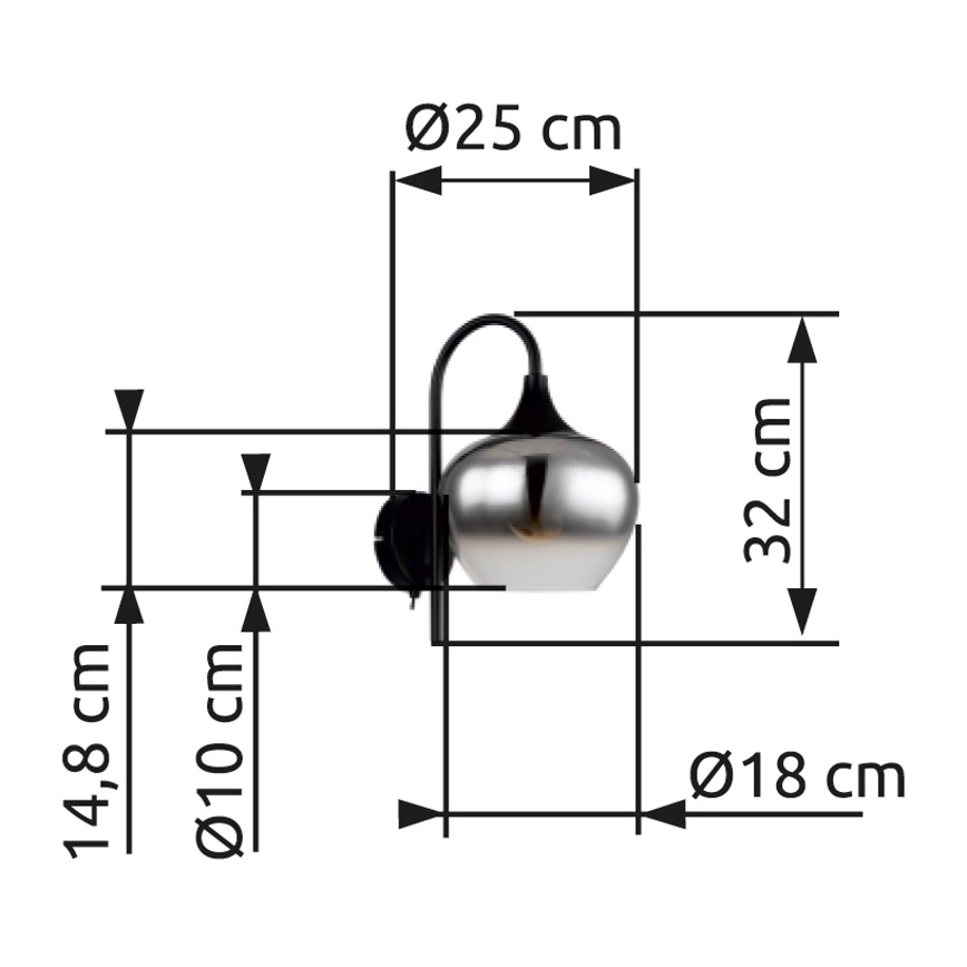 Globo - Vägglampa 1xE27/40W/230V svart