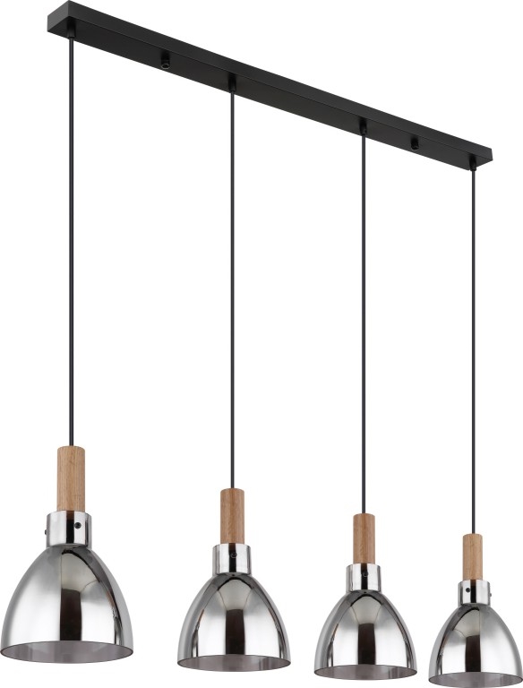 Globo 15550-4H - Pendellampa med kabel MATTEA 4xE27/6W/230V svart/rökfärgad