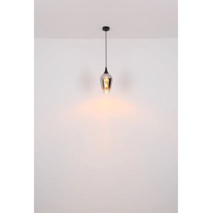 Globo - Ljuskrona med textilsladd 1xE27/60W/230V diameter 18 cm koppar
