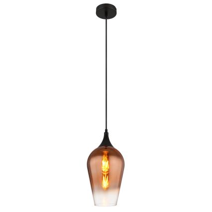 Globo - Ljuskrona med textilsladd 1xE27/60W/230V diameter 18 cm koppar