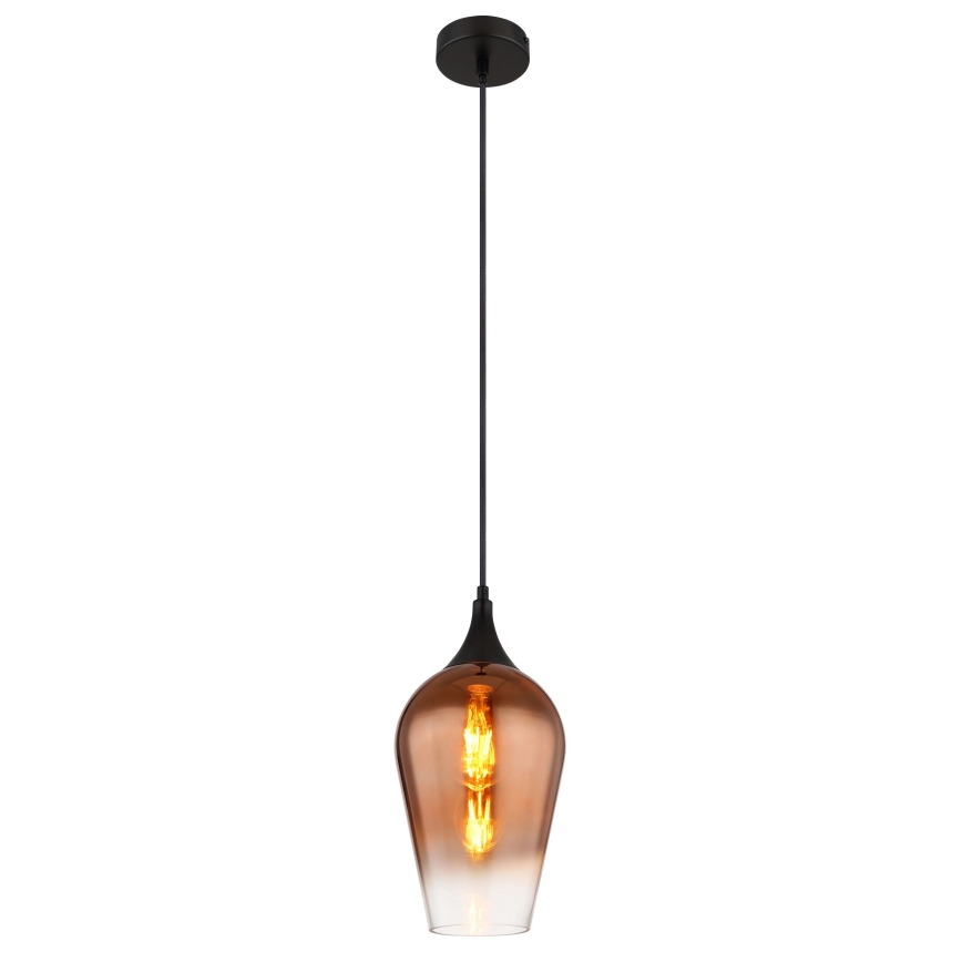 Globo - Ljuskrona med textilsladd 1xE27/60W/230V diameter 18 cm koppar