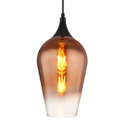 Globo - Ljuskrona med textilsladd 1xE27/60W/230V diameter 18 cm koppar