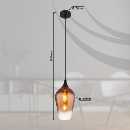 Globo - Ljuskrona med textilsladd 1xE27/60W/230V diameter 18 cm koppar