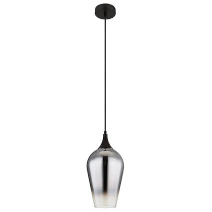 Globo - Ljuskrona med textilsladd 1xE27/60W/230V diameter 18 cm svart