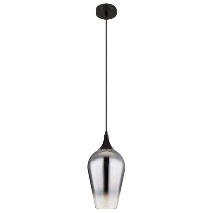Globo - Ljuskrona med textilsladd 1xE27/60W/230V diameter 18 cm svart
