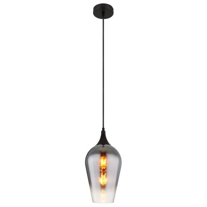 Globo - Ljuskrona med textilsladd 1xE27/60W/230V diameter 18 cm svart