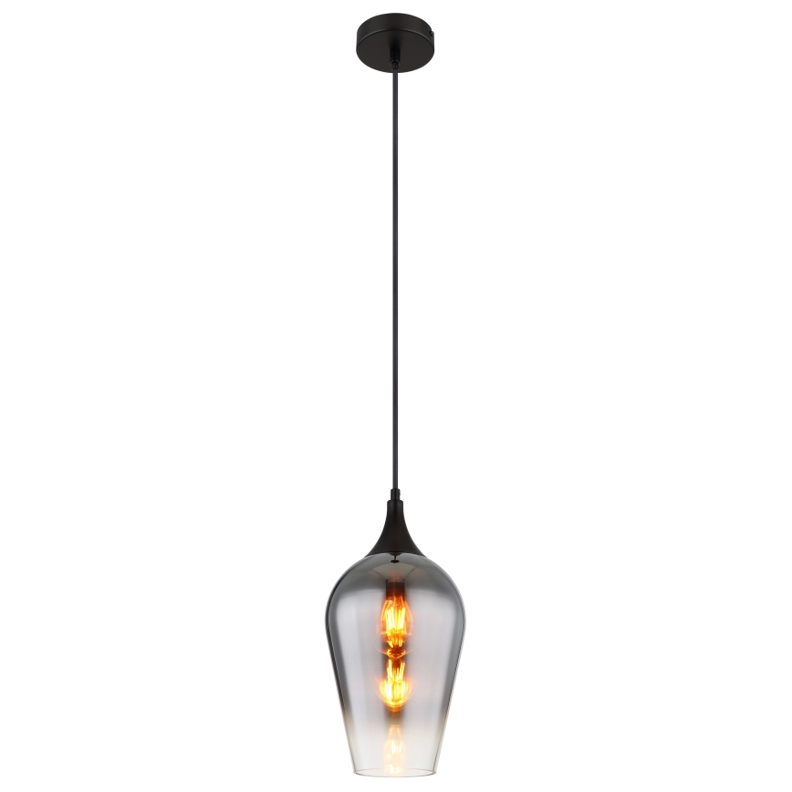 Globo - Ljuskrona med textilsladd 1xE27/60W/230V diameter 18 cm svart
