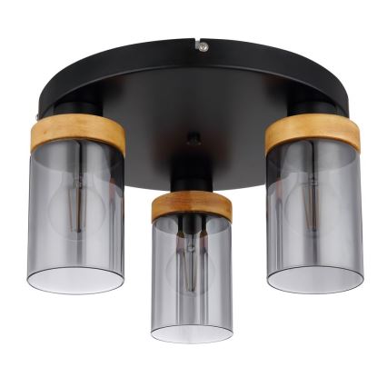 Globo - Taklampa 3xE27/40W/230V metall/trä