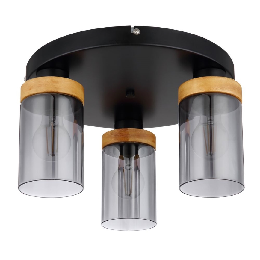Globo - Taklampa 3xE27/40W/230V metall/trä