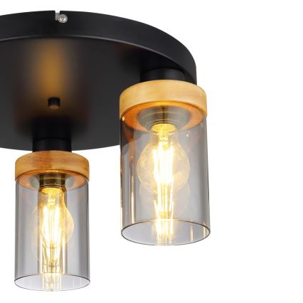 Globo - Taklampa 3xE27/40W/230V metall/trä