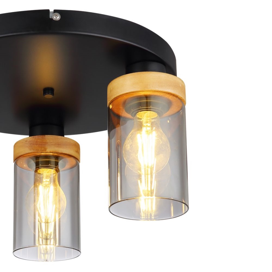 Globo - Taklampa 3xE27/40W/230V metall/trä
