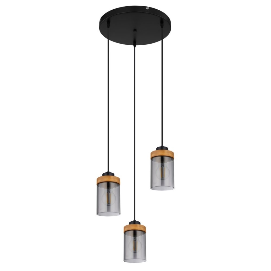 Globo - Ljuskrona med upphängningsrem 3xE27/40W/230V metall/trä