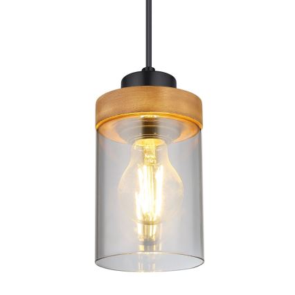 Globo - Ljuskrona med upphängningsrem 1xE27/40W/230V metall/trä
