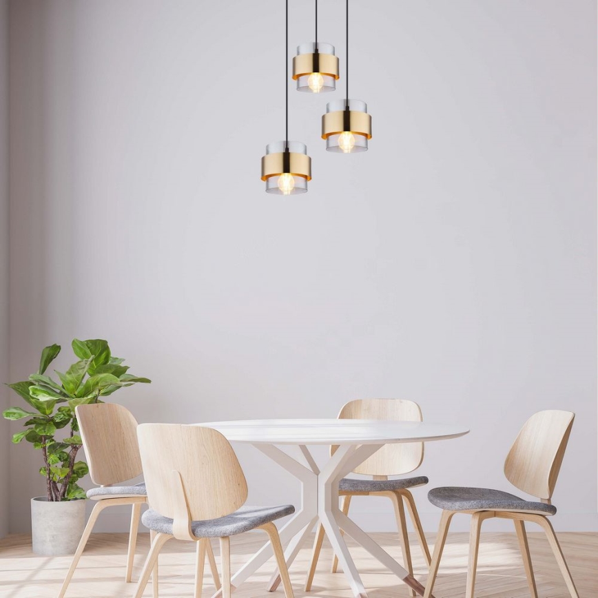 Globo - Taklampa 3xE27/60W/230V svart/mässing