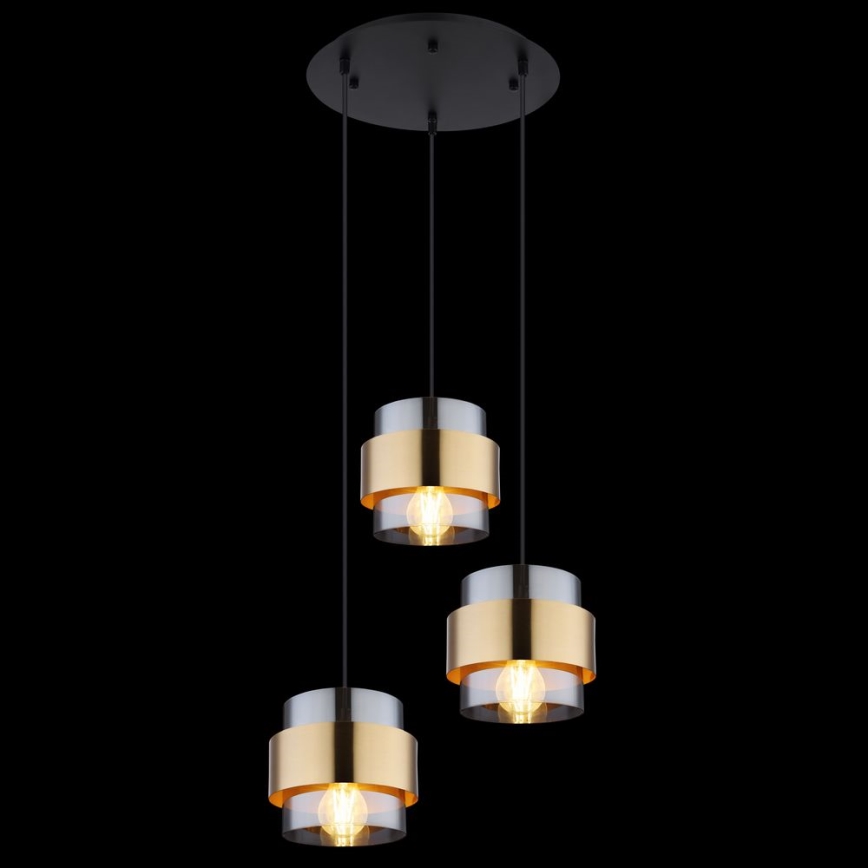 Globo - Taklampa 3xE27/60W/230V svart/mässing