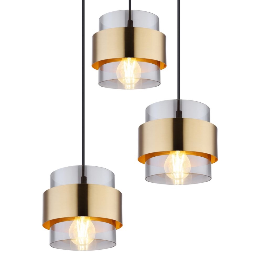 Globo - Taklampa 3xE27/60W/230V svart/mässing