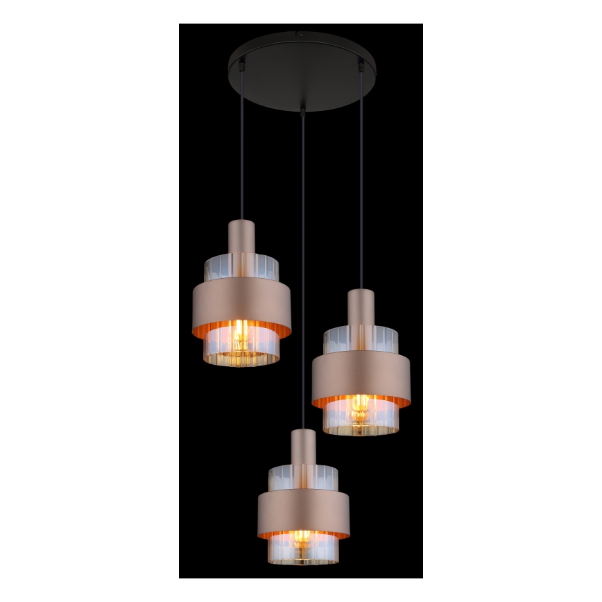 Globo - Ljuskrona med textilsladd 3xE27/60W/230V diameter 45 cm