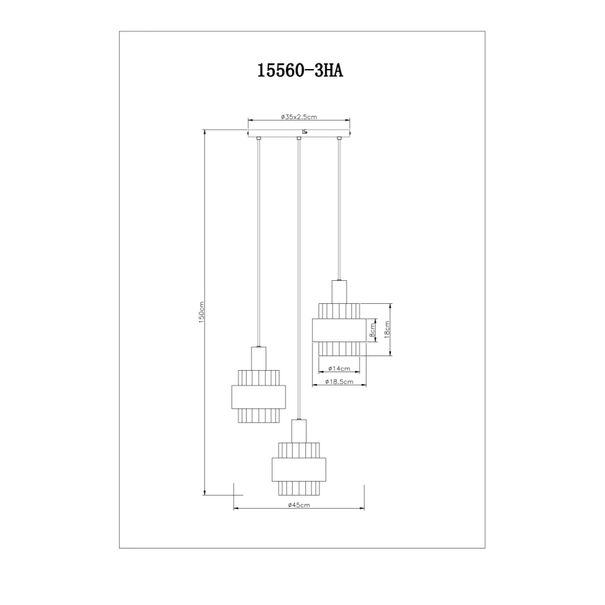 Globo - Hänglampa på kabel 3xE27/60W/230V