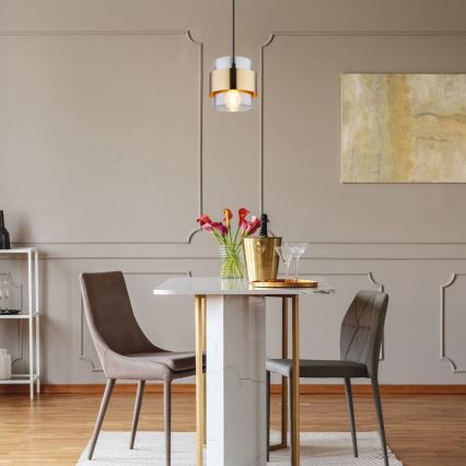 Globo - Ljuskrona med upphängningsrem 1xE27/60W/230V svart/mässing
