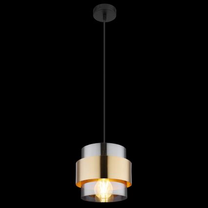 Globo - Ljuskrona med upphängningsrem 1xE27/60W/230V svart/mässing