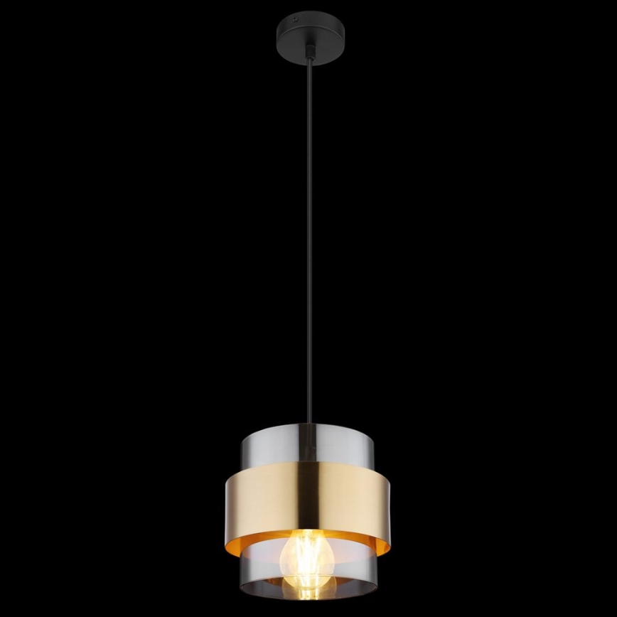 Globo - Ljuskrona med upphängningsrem 1xE27/60W/230V svart/mässing