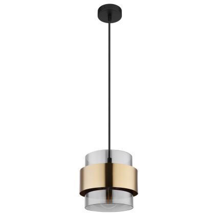 Globo - Ljuskrona med upphängningsrem 1xE27/60W/230V svart/mässing