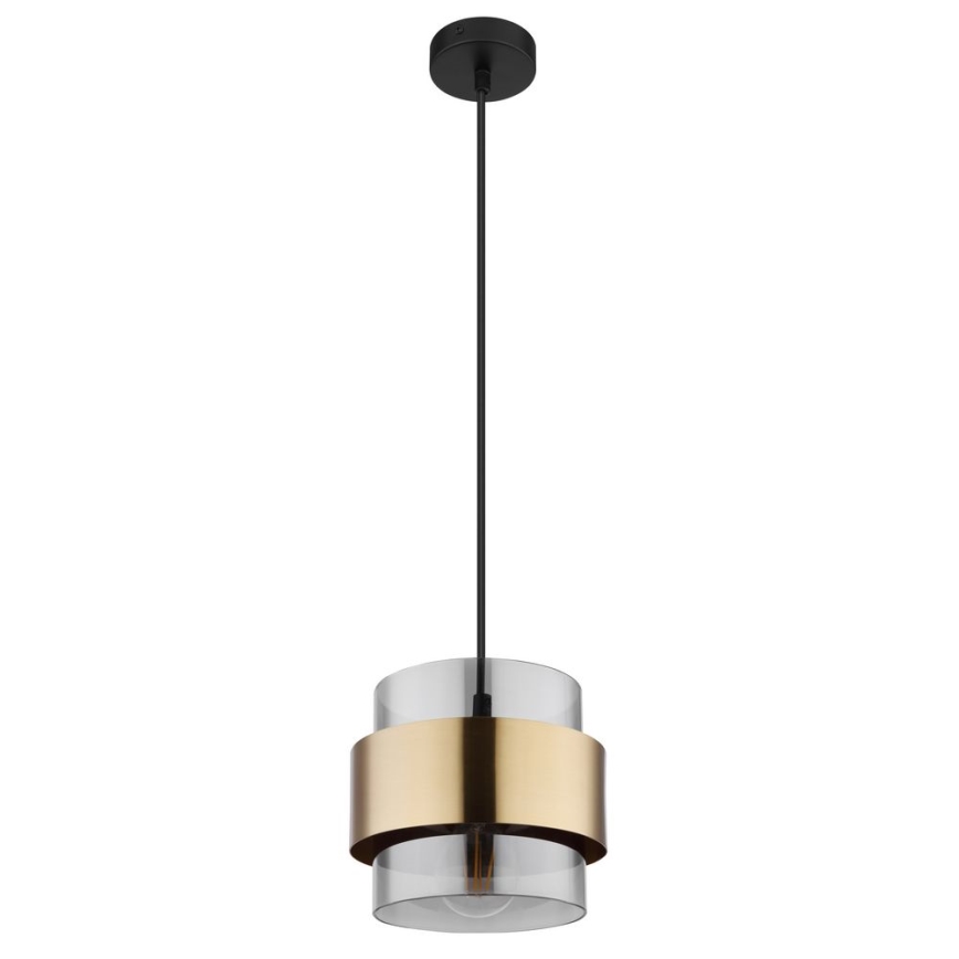 Globo - Ljuskrona med upphängningsrem 1xE27/60W/230V svart/mässing