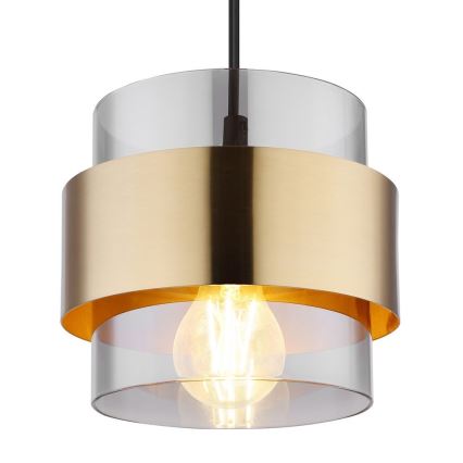 Globo - Ljuskrona med upphängningsrem 1xE27/60W/230V svart/mässing