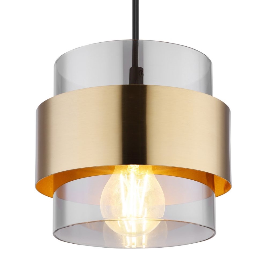 Globo - Ljuskrona med upphängningsrem 1xE27/60W/230V svart/mässing