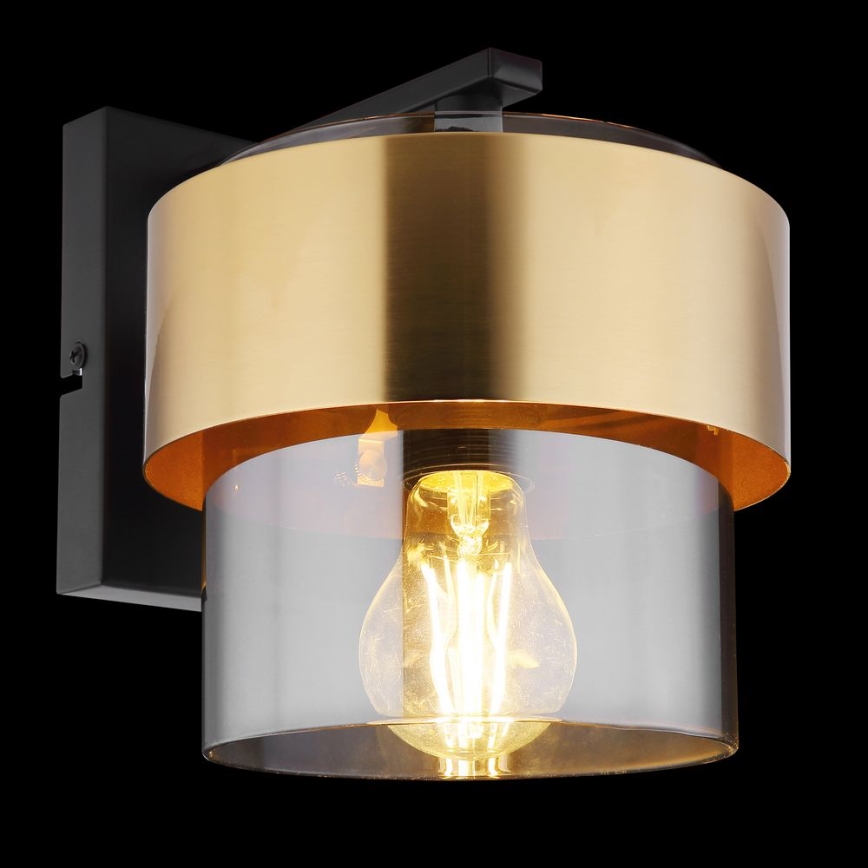 Globo - Vägglampa 1xE27/60W/230V svart/mässing