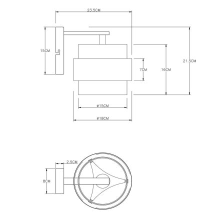 Globo - Vägglampa 1xE27/60W/230V svart/mässing