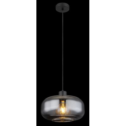 Globo - Ljuskrona med textilsladd 1xE27/40W/230V diameter 28 cm grå