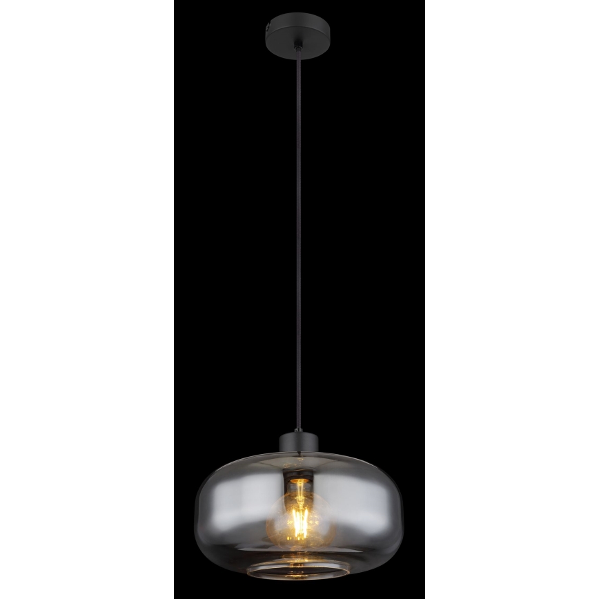 Globo - Ljuskrona med textilsladd 1xE27/40W/230V diameter 28 cm grå