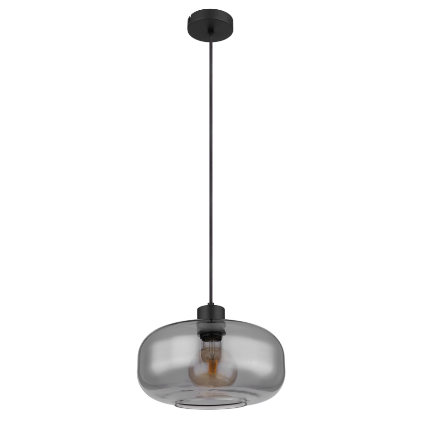 Globo - Ljuskrona med textilsladd 1xE27/40W/230V diameter 28 cm grå