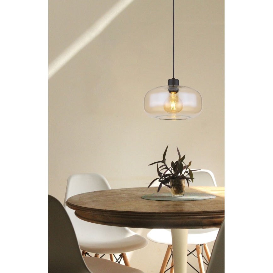 Globo - Ljuskrona med textilsladd 1xE27/40W/230V diameter 28 cm genomskinlig