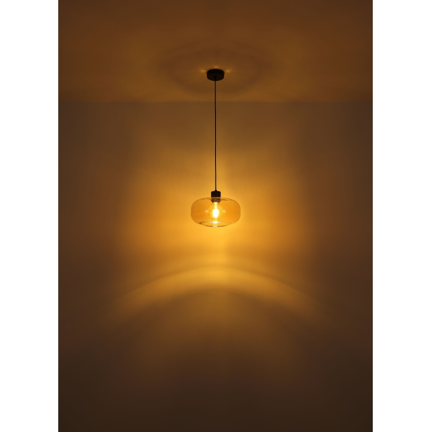 Globo - Ljuskrona med textilsladd 1xE27/40W/230V diameter 28 cm genomskinlig