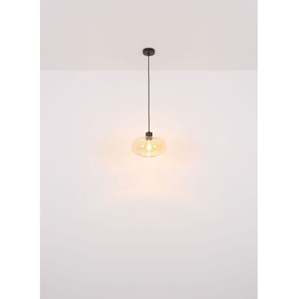 Globo - Ljuskrona med textilsladd 1xE27/40W/230V diameter 28 cm genomskinlig