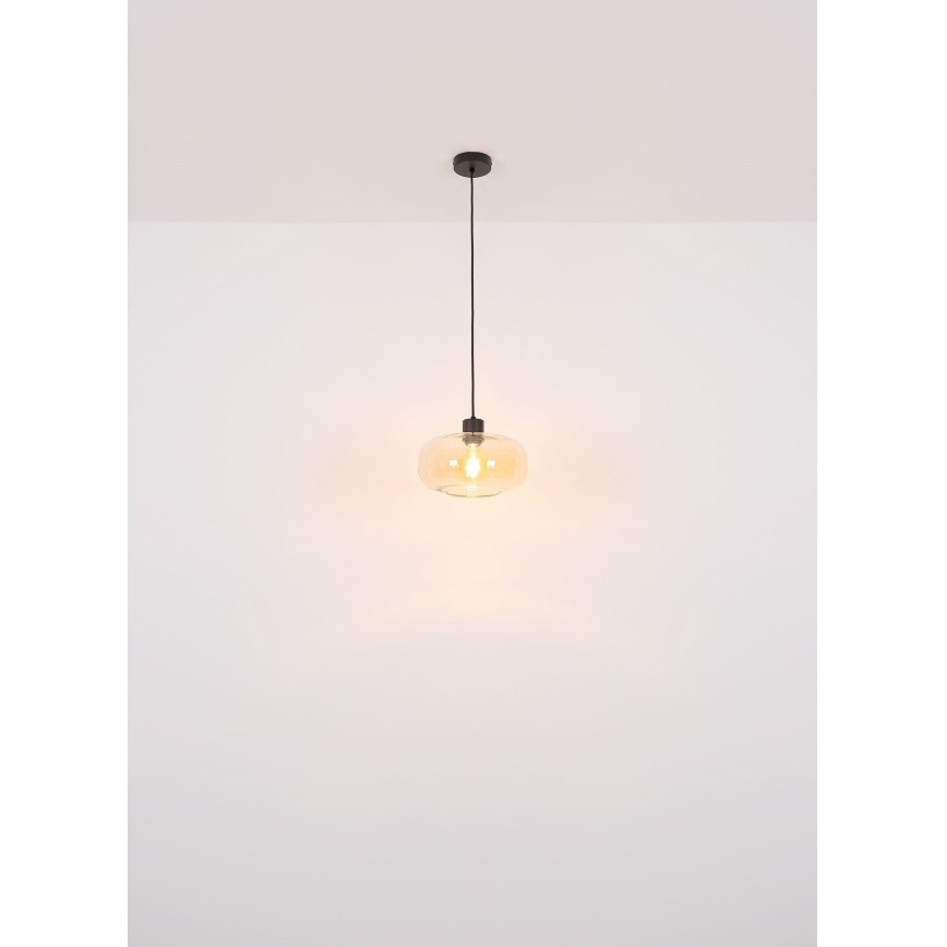 Globo - Ljuskrona med textilsladd 1xE27/40W/230V diameter 28 cm genomskinlig