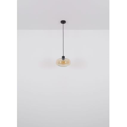 Globo - Ljuskrona med textilsladd 1xE27/40W/230V diameter 28 cm genomskinlig